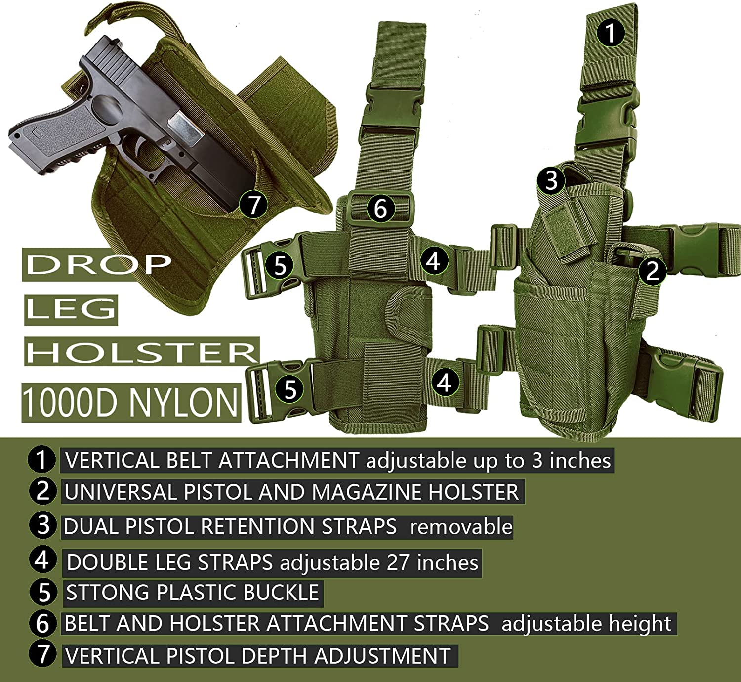 Tactical Drop Leg Holster, Right Hand Adjustable