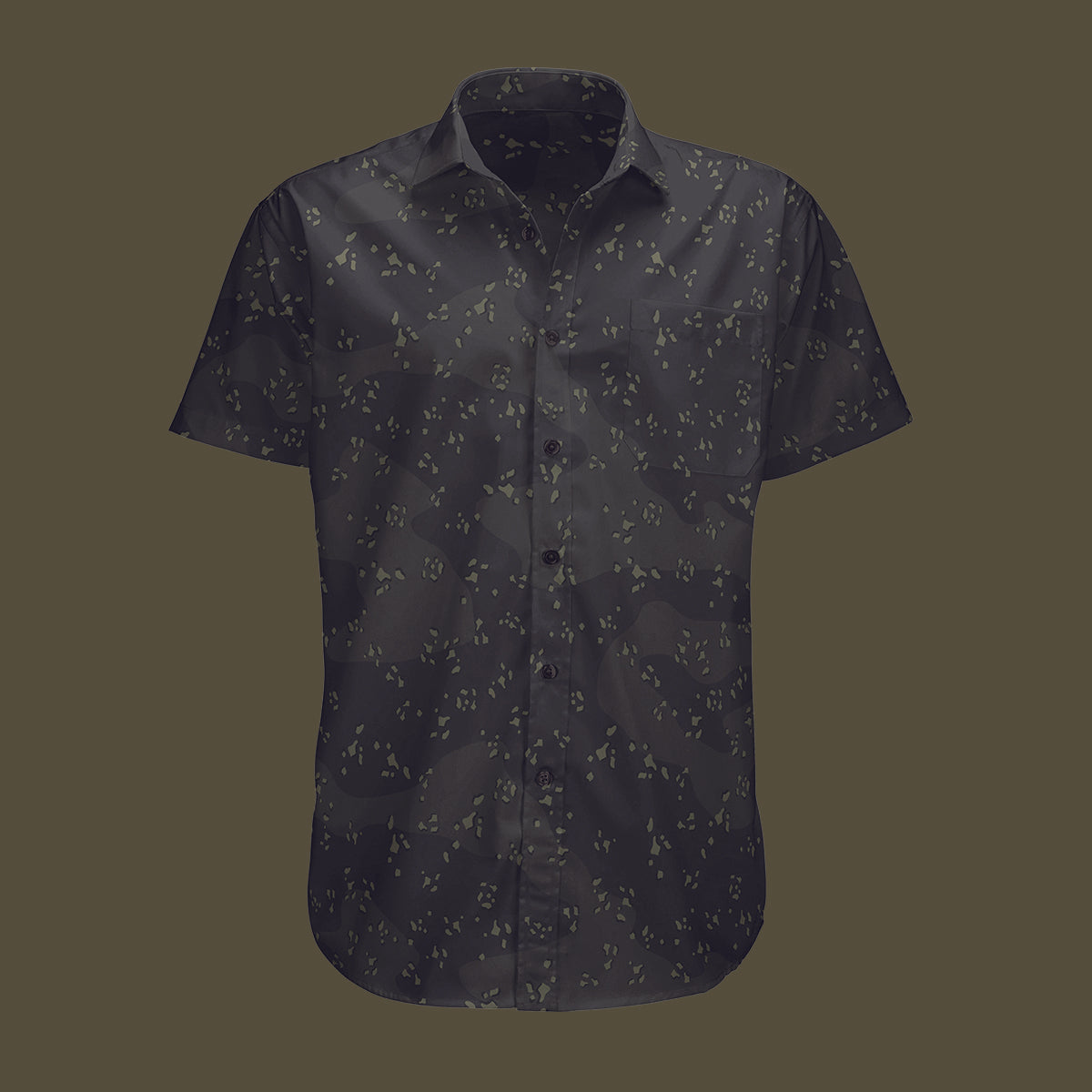 Black Chocolate Chip Camo Button Up
