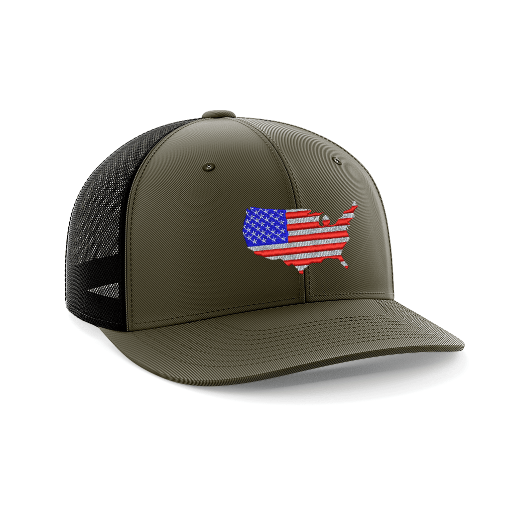 USA Flag Embroidered Trucker Hat - Greater Half