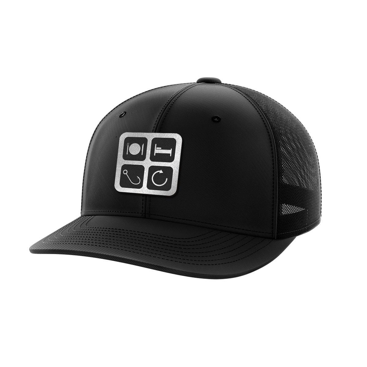Eat Sleep Fish Repeat Black Patch Hat - Greater Half