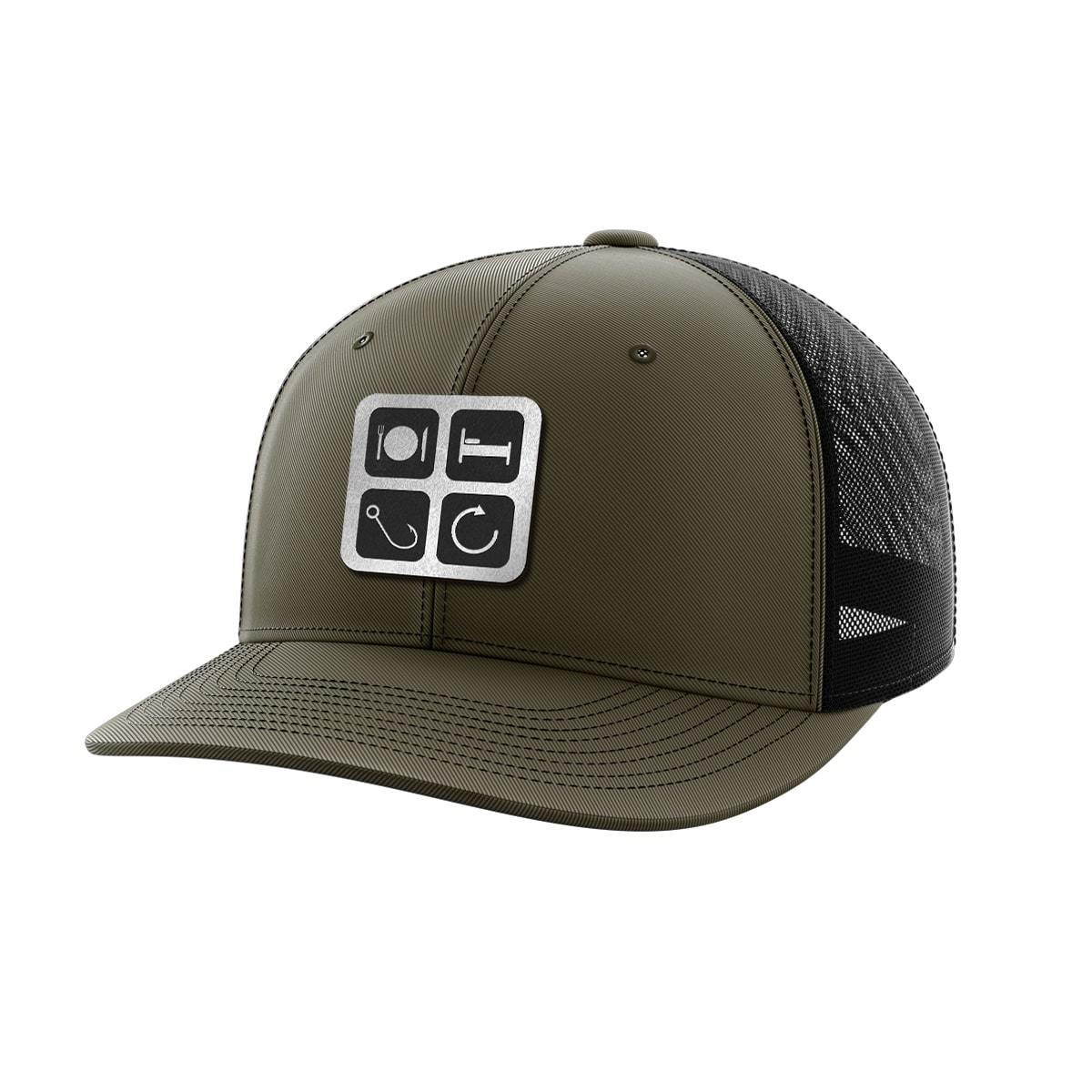 Eat Sleep Fish Repeat Black Patch Hat - Greater Half