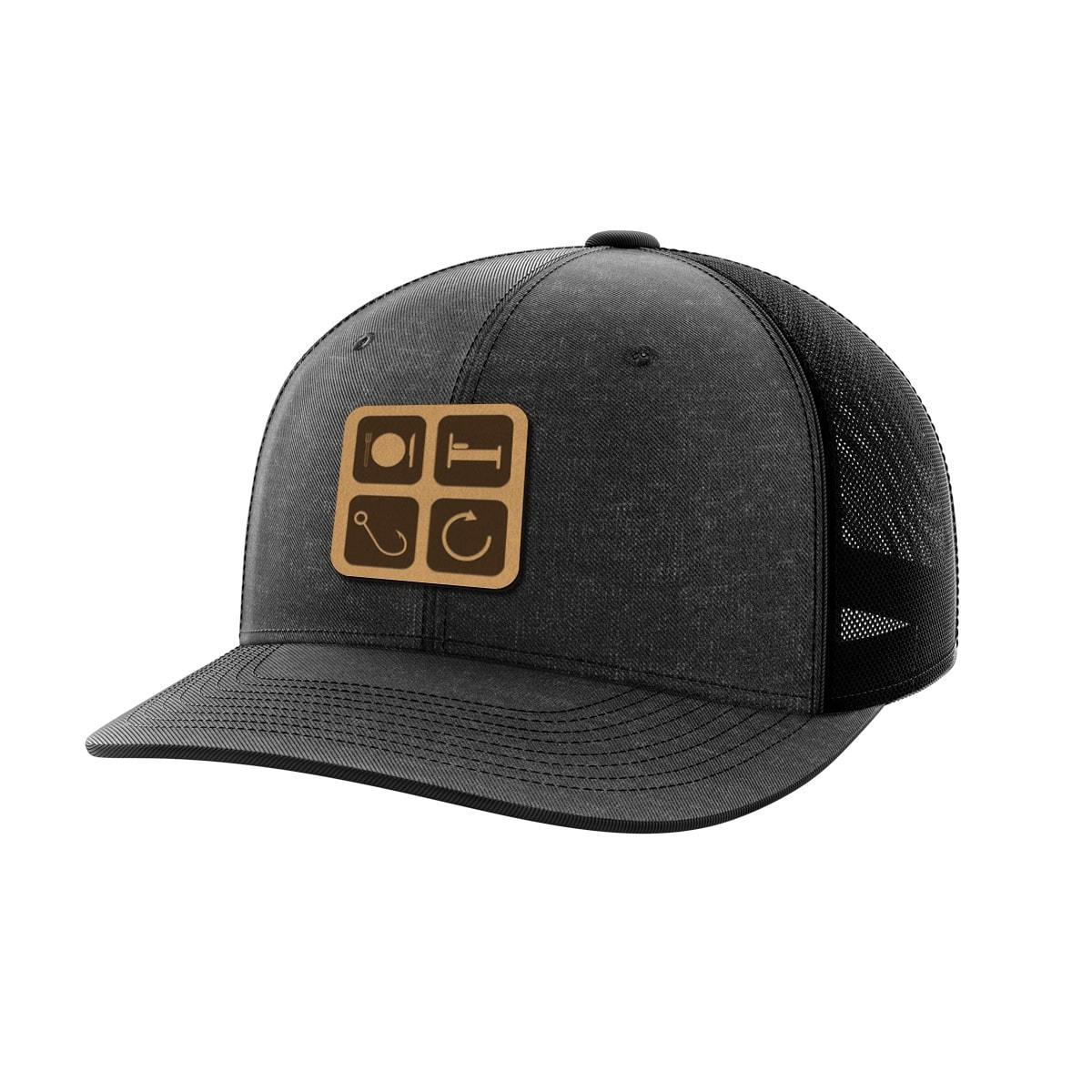 Eat Sleep Fish Repeat Leather Patch Hat - Greater Half