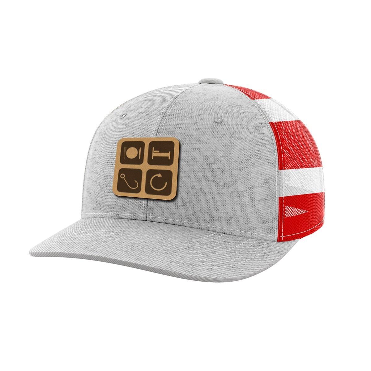 Eat Sleep Fish Repeat Leather Patch Hat - Greater Half