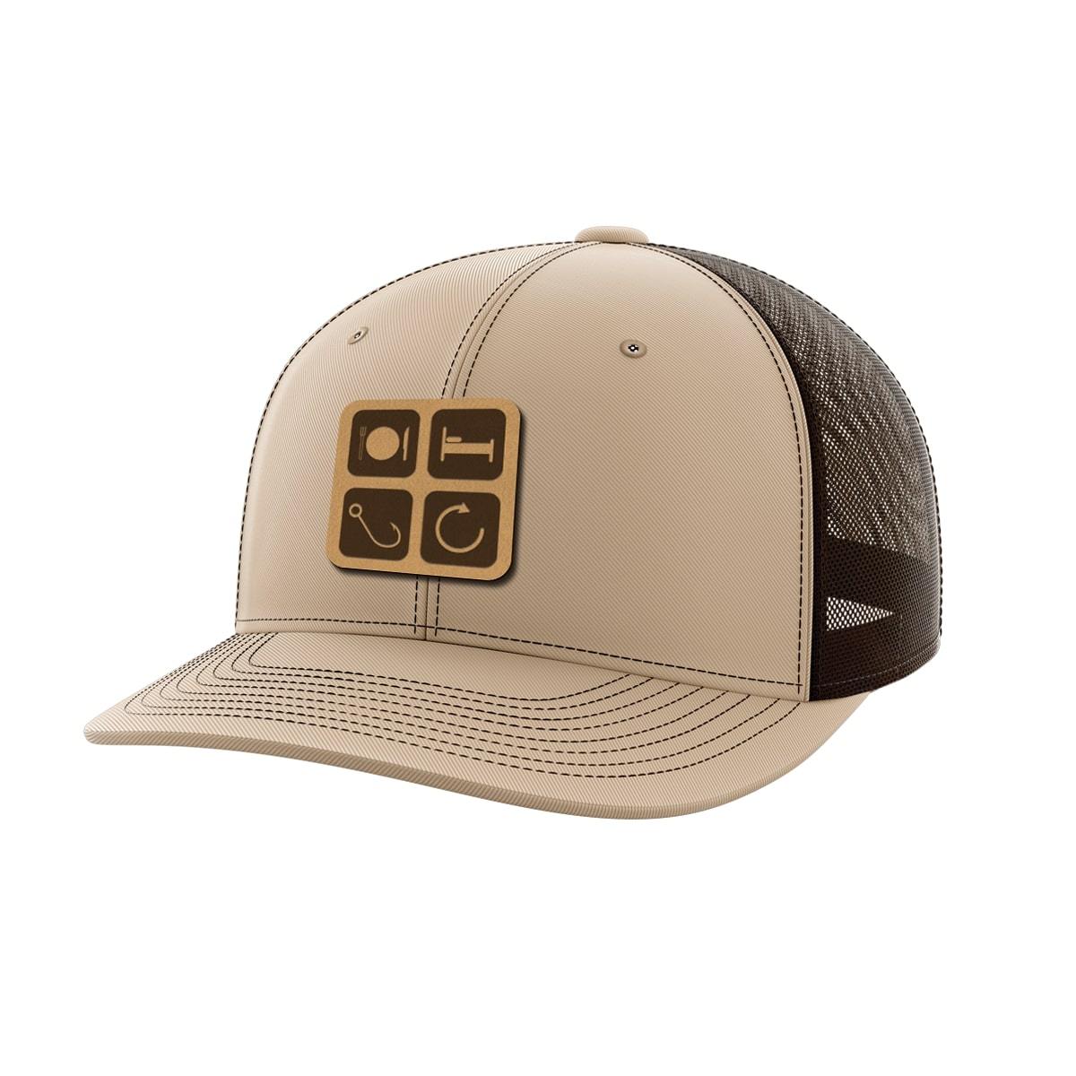 Eat Sleep Fish Repeat Leather Patch Hat - Greater Half